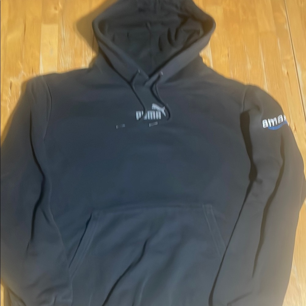Puma Black hoodie with Amazon logo on sleeve
